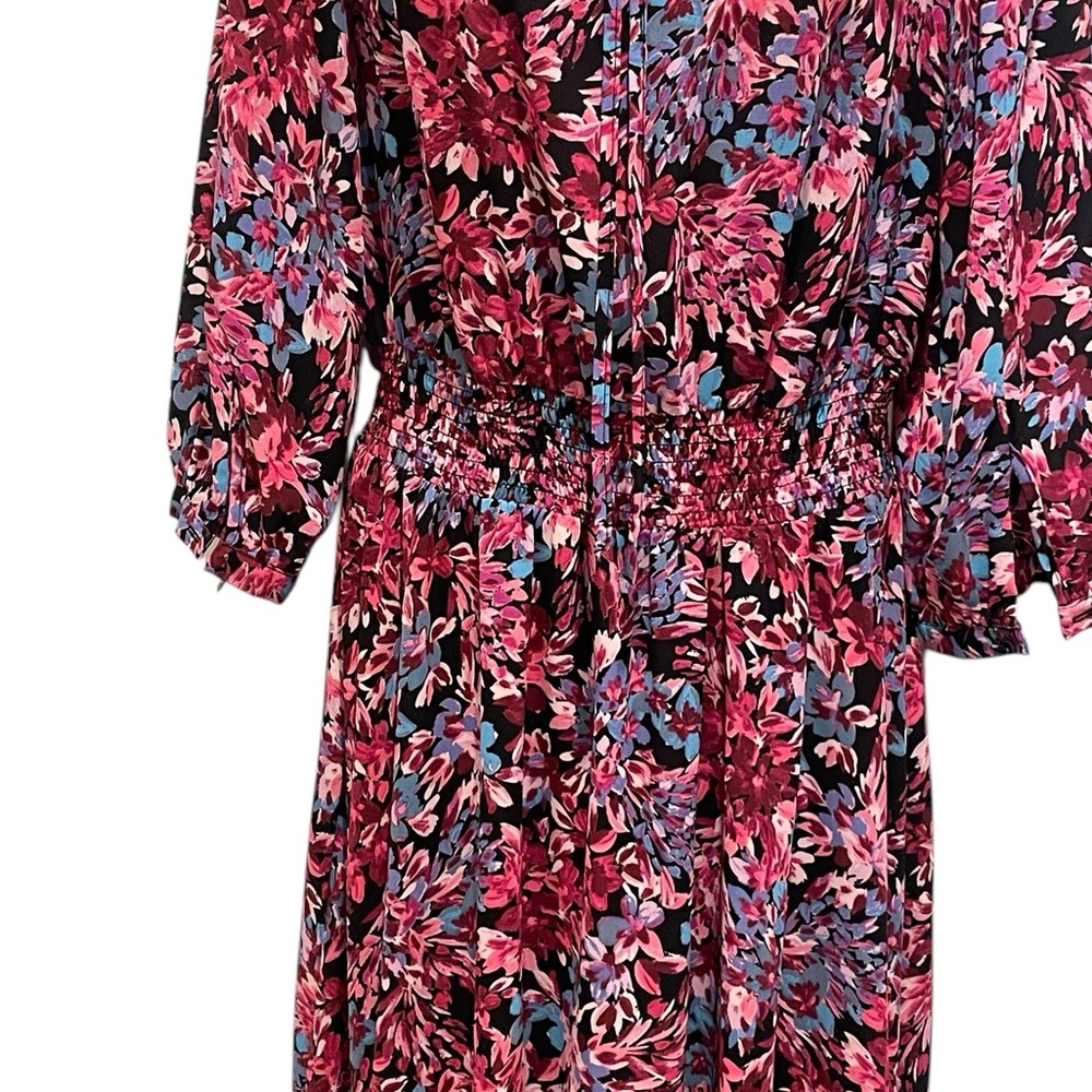 NANETTE LEPORE FLORAL HIGH-LOW LONG SLEEVE DRESS FLORAL MULTICOLOR SIZE 8 - Picture 6 of 16